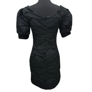 ELENE CASSIS Black Textured Puff Sleeve Fitted Dress 4 Lined‎ Cocktail Evening thumbnail 6