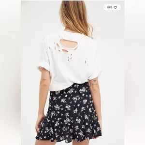 Free People Floral Ryanne Mini Skirt - Black Motif Size 0 NWT thumbnail 3