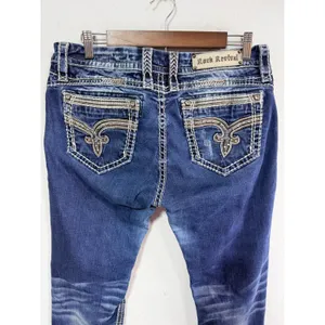 Rock Revival Mel Ankle Skinny Jeans Women's 34 Blue Embellished Boho Cotton thumbnail 3