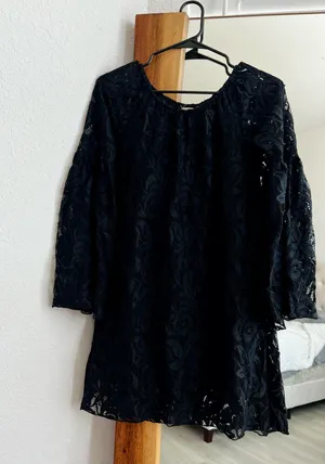 Bell Sleeve Black Lace Mini Dress thumbnail 1