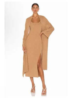 NWT Revolve x LPA Salmah Dress in Camel Tan *Shawl has a Flaw thumbnail 7