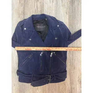 Bagatelle NYC Suede 100% Leather Moto Jacket‎ Full Zip Blue Women's Size Small thumbnail 6
