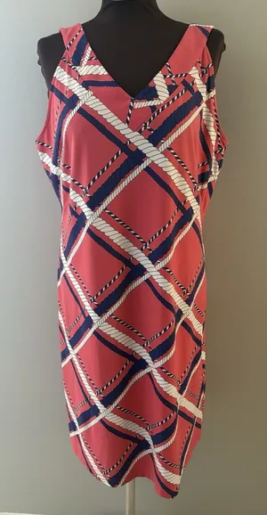 J McLaughlin Dress Womens XL Pink Catalina Cloth Nautical Ropes Old Money Luxury thumbnail 1