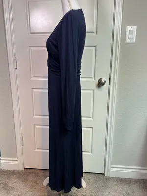 Boden Women’s Classic Jersey Knit Faux Wrap V-Neck Maxi Dress Navy Blue Size 6R thumbnail 4