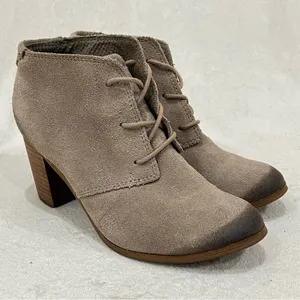 Toms Tan Lunata Suede Lace-Up Heeled Booties Size 7 thumbnail 6