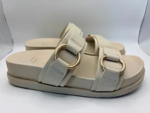 A New Day Women’s Cream Platform Slide Sandals Gold Ring Minimalist Y2K Chic 6.5 thumbnail 2