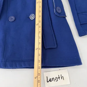 Blue‎ Hooded Double Breasted Trench Coat Womens Size Small Casual Retro Fashion thumbnail 12