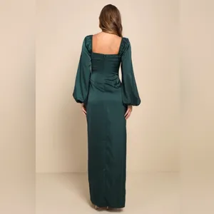 Lulu's Eternal Heart Emerald Green Satin Long Sleeve Maxi Dress thumbnail 4