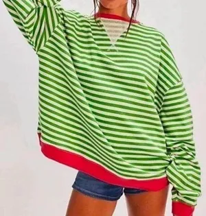 NWOT free people Classic Striped Oversized Crewneck thumbnail 1