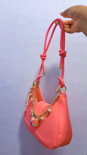 Pink Shoulder Bag Hobo Purse Pearl Charm Chain Strap Gold Tone Hardware thumbnail 6