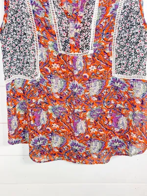 Anthropologie Meadow Rue Floral Colorblock Sleeveless Top, EUC, Medium thumbnail 6
