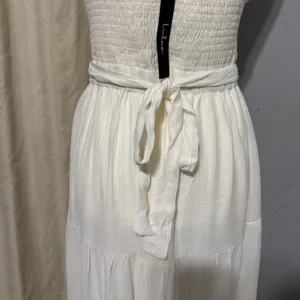 Lulus Ivory Cut Out Maxi Dress M Cottagecore‎ Tie-Strap Celestial Smocked Tiered thumbnail 11