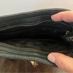 Michael Kors‎ Black Pebbled Leather Crossbody Bag - Gold-Tone Hardware thumbnail 3
