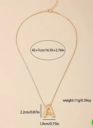 Boutique 1pc Bubble Ladies Pendant Initial Letter Gold Necklace thumbnail 3