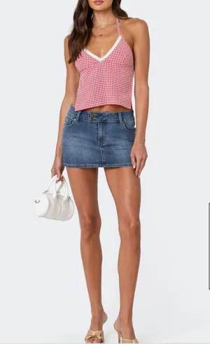 Edikted Gingham Top Charmaine Open Back thumbnail 1