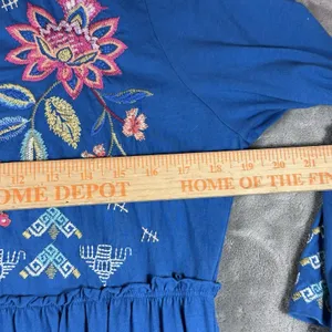 Johnny Was Bluebelle Embroidered Teal Maxi Dress S Bell Sleeve Peasant Tiered thumbnail 10
