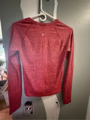 Lululemon Striped Long Sleeve Crewneck Top - Rusty Orange thumbnail 3