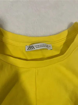 Zara Vibrant Yellow Twist Front Cropped Tank Top - Medium thumbnail 4
