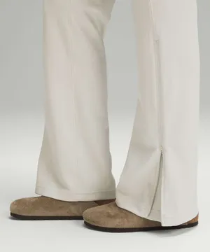Lululemon Brushed Softstreme Ribbed Zip Flared Pant Size 6 Bone thumbnail 2