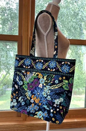 Vera Bradley Midnight Blues Quilted Floral Tote Shoulder Bag Blue Purple thumbnail 1