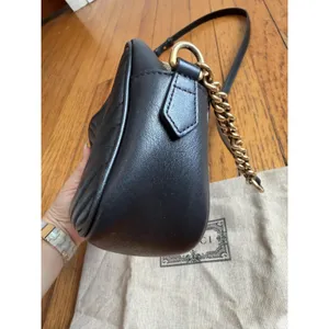 Gucci Crossbody Bag Womens Small Black Leather GG Marmont Camera Made In Italy thumbnail 4