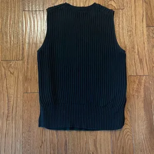 Ann Taylor black ribbed knit button side vest tank medium thumbnail 7