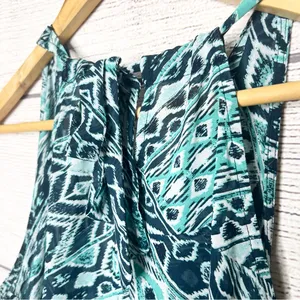New York & Company Teal Blue Tribal Print Halter Top Wrap Blouse Size Medium thumbnail 11