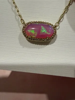 Kendra Scott | Gold Plated & Pink Iridescent Opal Elisa Necklace | #66 thumbnail 4
