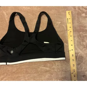 Athleta Black White Stripe Racerback Sports Bra Size M thumbnail 4
