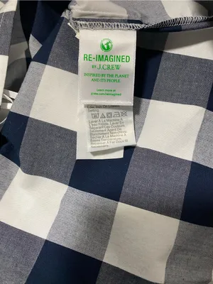 J. Crew Navy and White Gingham Ruffle One Shoulder Blouse Top Sz-4 NWT thumbnail 6