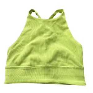 Lululemon Energy Sport Bra 4 High Neck Long Line Padded Strappy Vibrant Green thumbnail 2