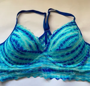 PINK Victoria's Secret Blue Lace Racerback Bra SZ L thumbnail 1