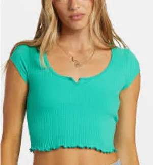 Billabong Aqua Ribbed Crop Top Size XS‎ NWT thumbnail 1