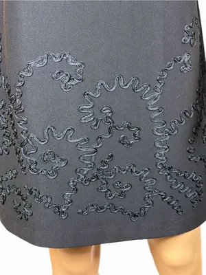 TIANA B. Black Floral Ribbon Appliqué V Neck Shift Dress Medium thumbnail 9