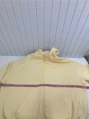 Comfrt Oversize Light Yellow Zip-Up Bomber Hoodie size M thumbnail 5