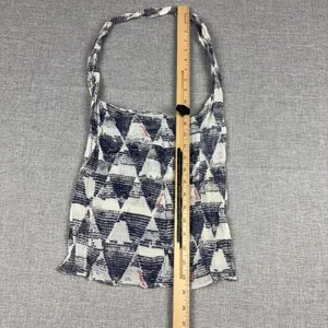Free People Shoulder Bag Womens Medium Blue Geometric Cotton Boho Lightweight thumbnail 2