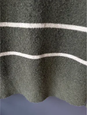 Aerie Olive Green and White Striped Sweater XS thumbnail 4