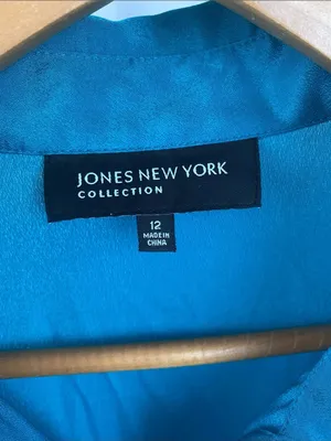 Jones New York Collection Teal Blue Long Sleeve Button Up Top Blouse 12 thumbnail 5