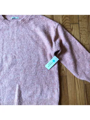 Pink Clover NWT Pink Heathered Crewneck Pullover Sweater Size L thumbnail 2