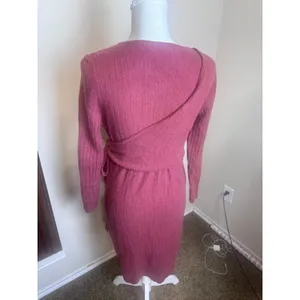 Antonio Melani 100% Cashmere Wrap Sweater Dress Terracotta Clay Ribbed L thumbnail 4