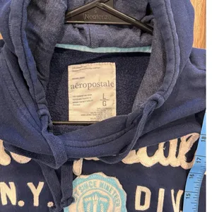 VTG Aeropostale Womens Y2K Navy Hooded Sweatshirt Large Preppy Mall Spellout thumbnail 9