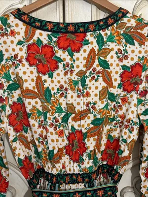 Farm Rio x New Anthropologie Cotton Boho Floral Jumpsuit Long Sleeve S-S thumbnail 12