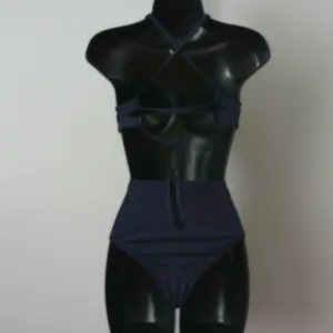 Athleta Beachy Sporty Chic Coastal Clean Performance 2 Piece Bikini XS Navy Blue thumbnail 4