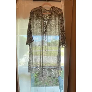 Tommy Bahama Top XL Cover‎ Up Beach Pool Animal Print Lace Up Long Chic Sheer thumbnail 14