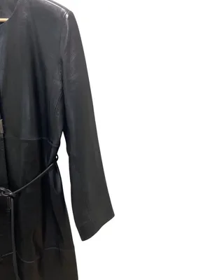 Kenneth Cole New York Y2K Long Line Genuine Leather Jacket Black Size M Soft thumbnail 9