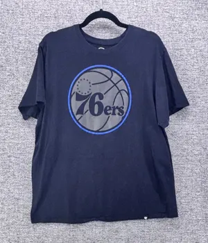 47 Brand Philadelphia 76ers NBA Graphic T-Shirt Black Womens XL Short Sleeve thumbnail 1