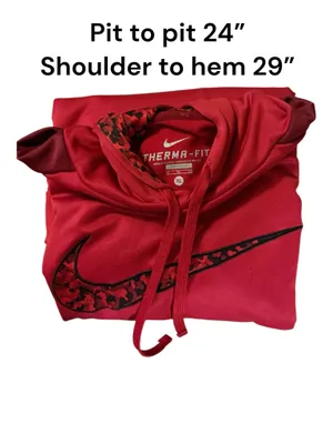 Nike Therma-FIT Men's XL Red & Maroon Camo Swoosh Pullover Hoodie Sweatshirt thumbnail 4