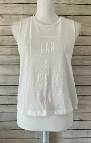 Forever 21 White “CAN & WILL” Graphic Muscle Tank thumbnail 1