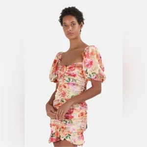 FOR LOVE & LEMONS Versilla Mini Dress in Peach size L‎ thumbnail 11