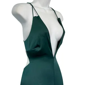 Lulus Hold That Pose Emerald Green Strappy Glam Satin Jumpsuit size XS NEW Tags thumbnail 14